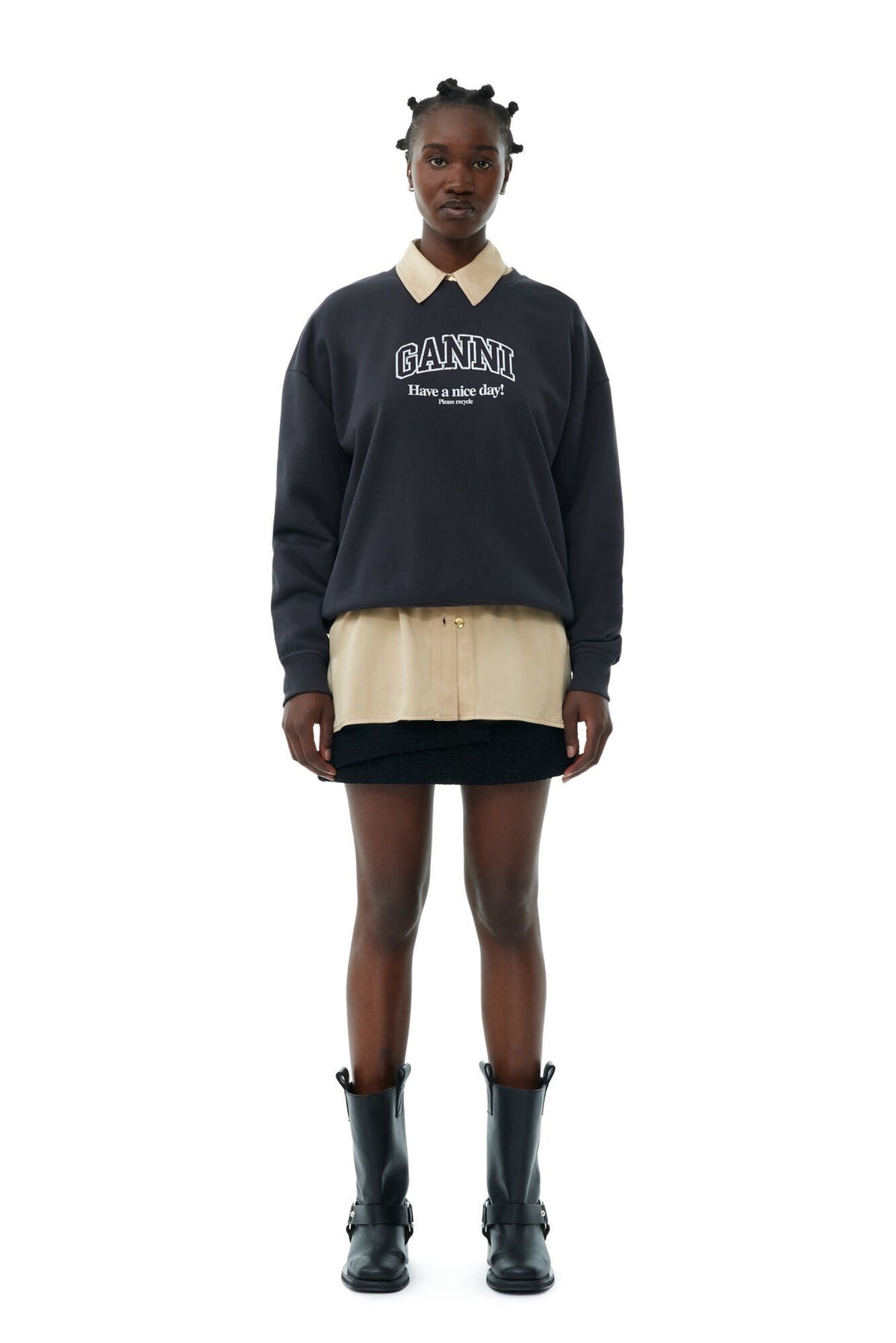 GANNI T4014 Isoli Oversized Sweatshirt in Phantom