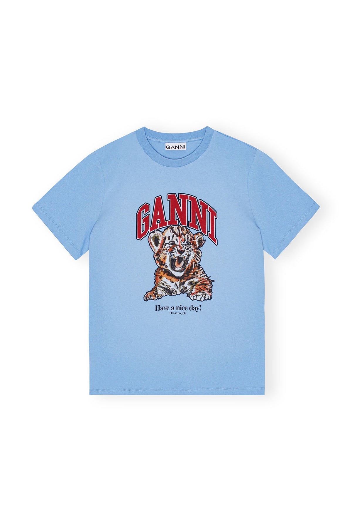 GANNI T4007 Tiger Relaxed Tee in Blissful Blue