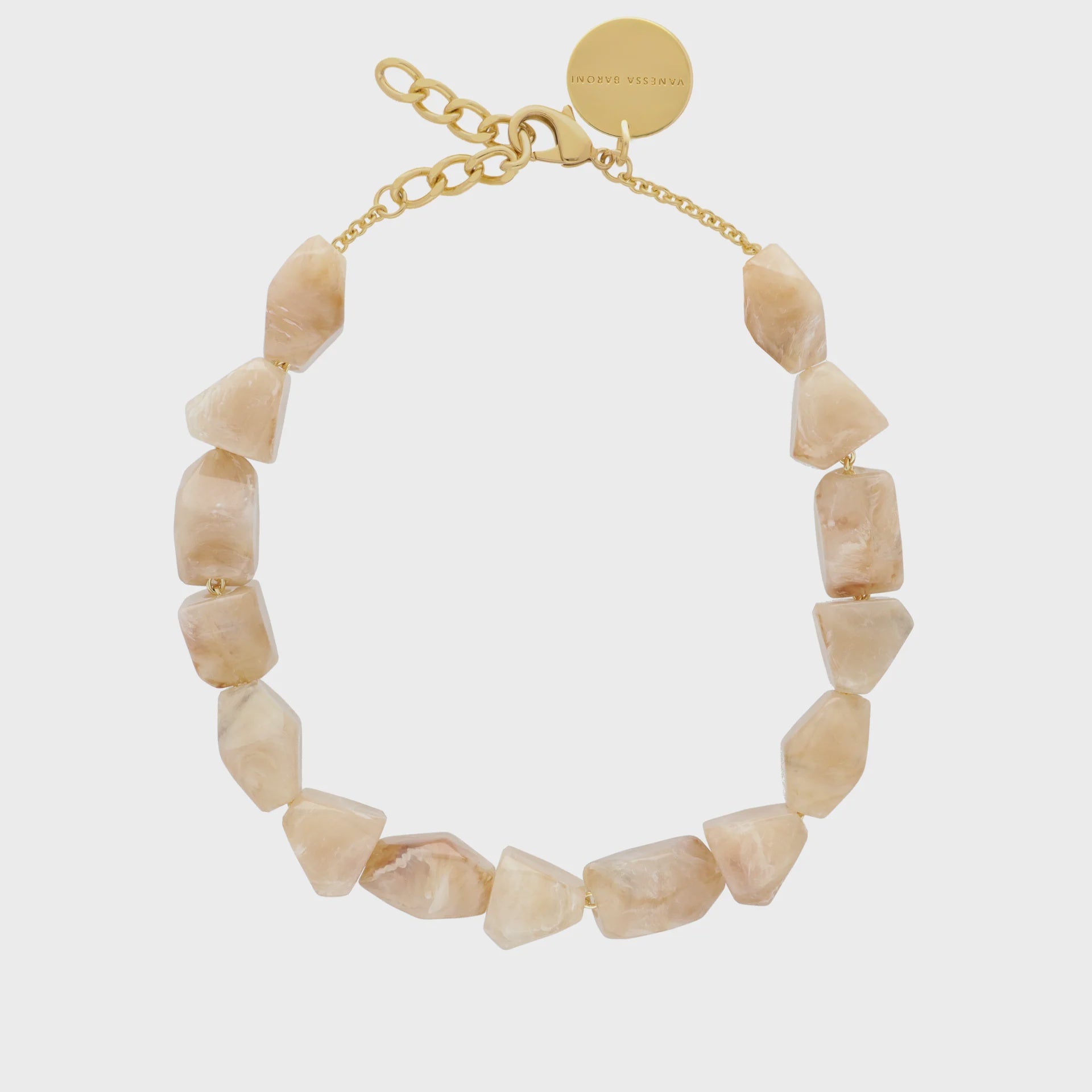 VBARONI Stone Shaped Necklace in Honey Marble