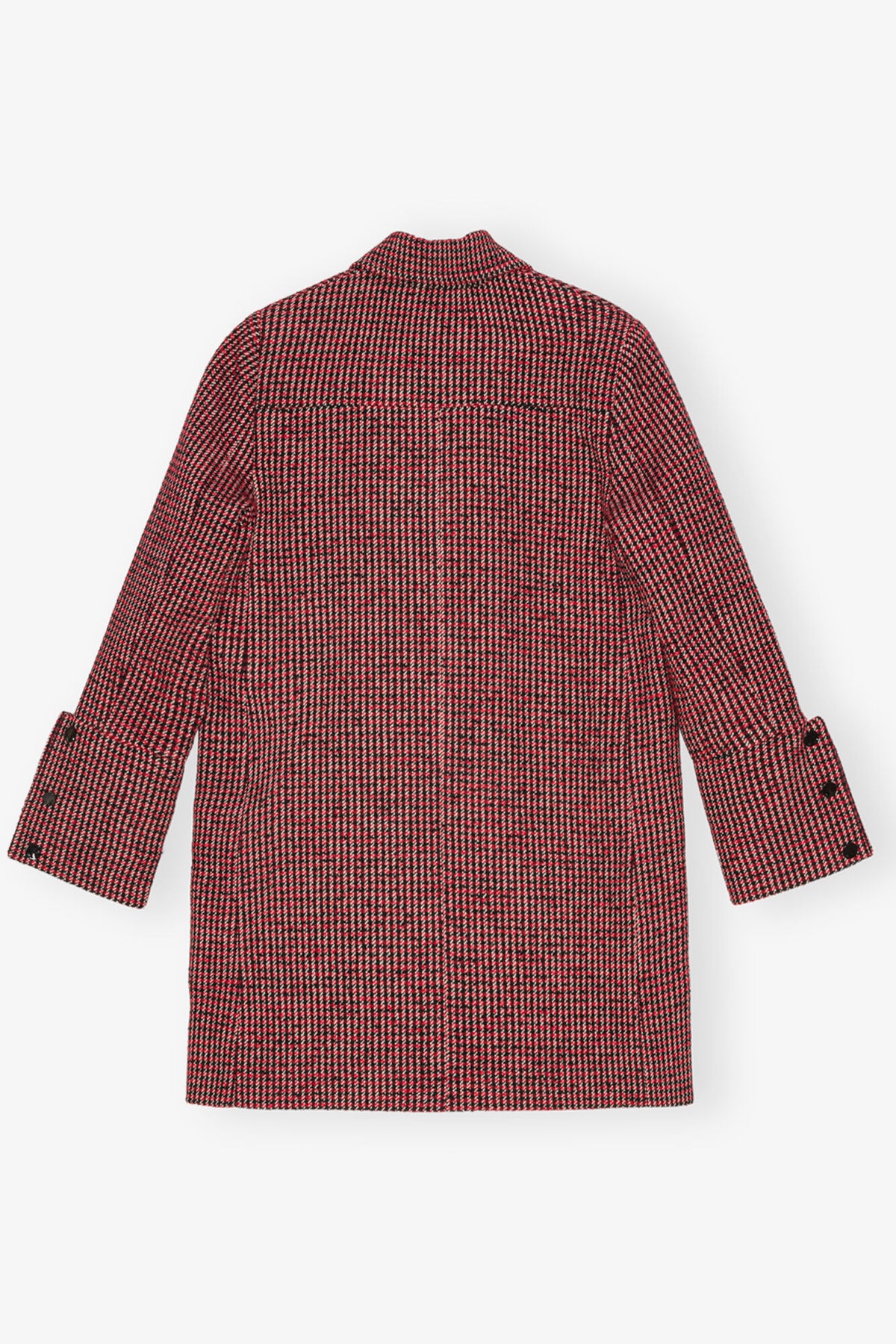 GANNI W0031 Woolen Check Midi Jacket in Racing Red