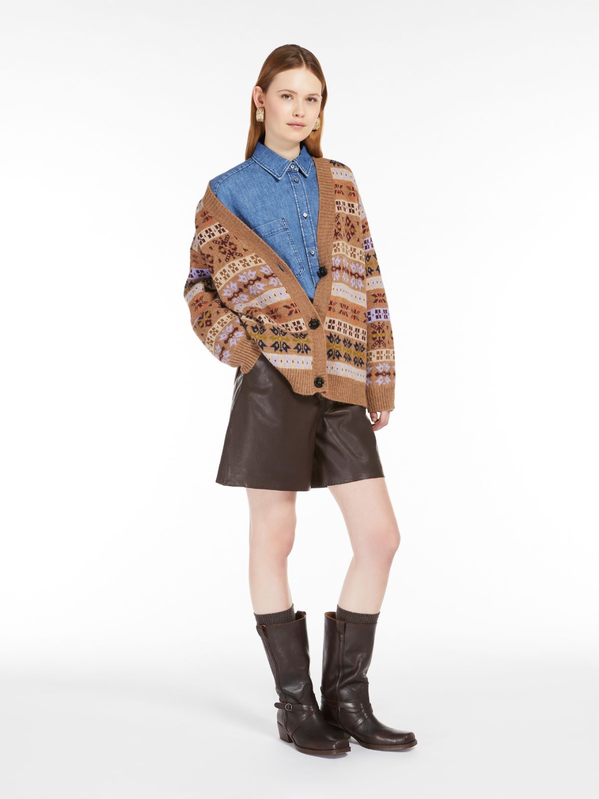 MM Eccelso Knit Cardi in Hazelnut Jacquard