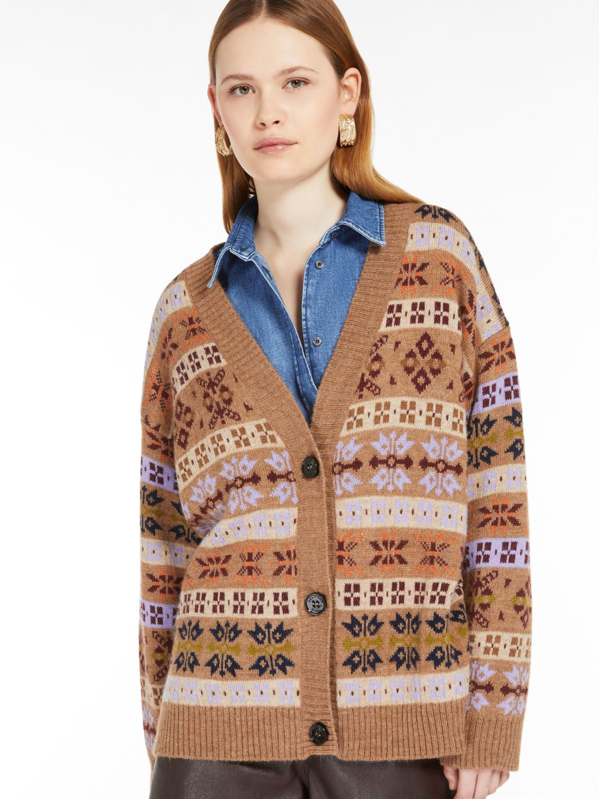 MM Eccelso Knit Cardi in Hazelnut Jacquard