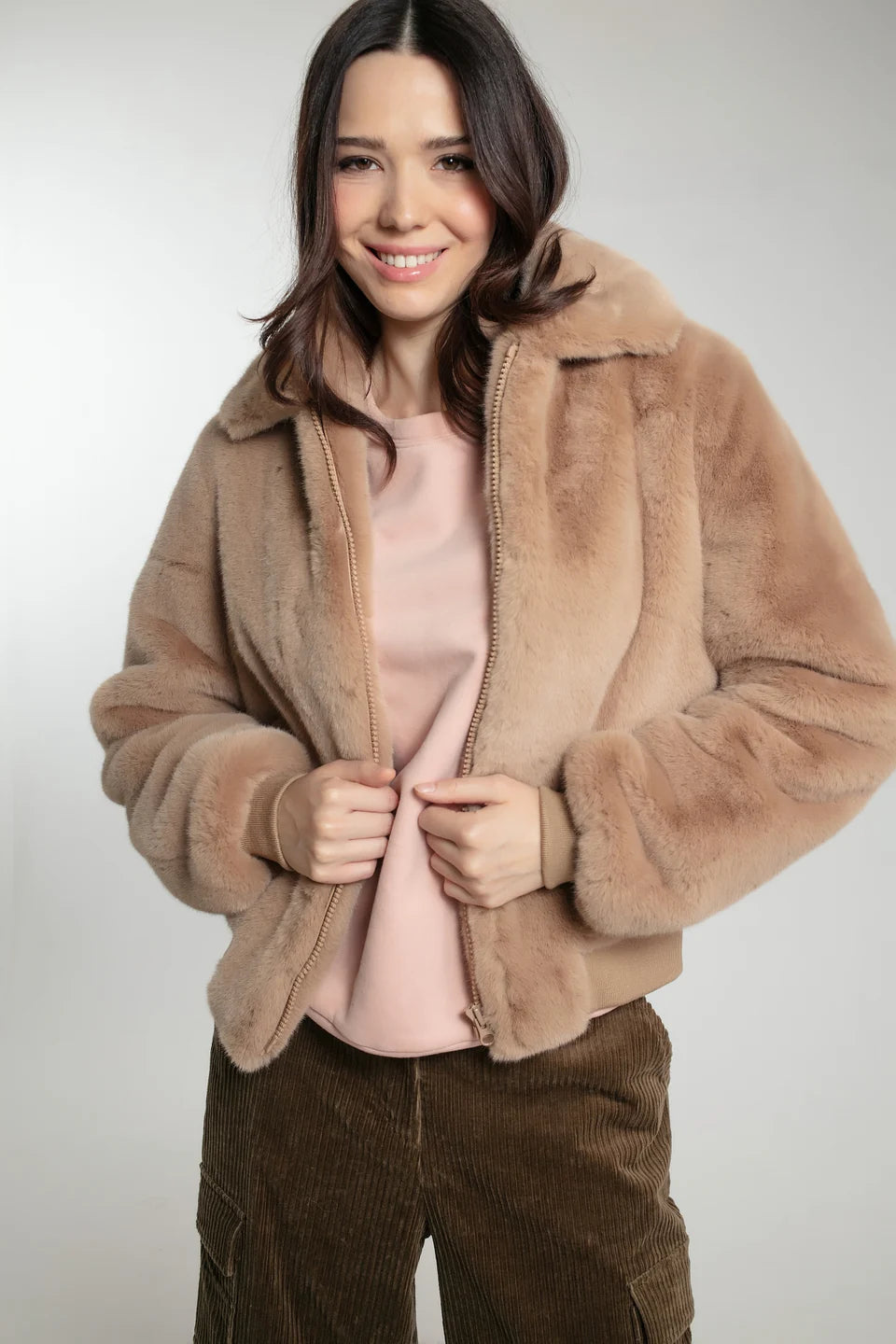 NOOKI Beatrix Faux Fur Jacket in Camel