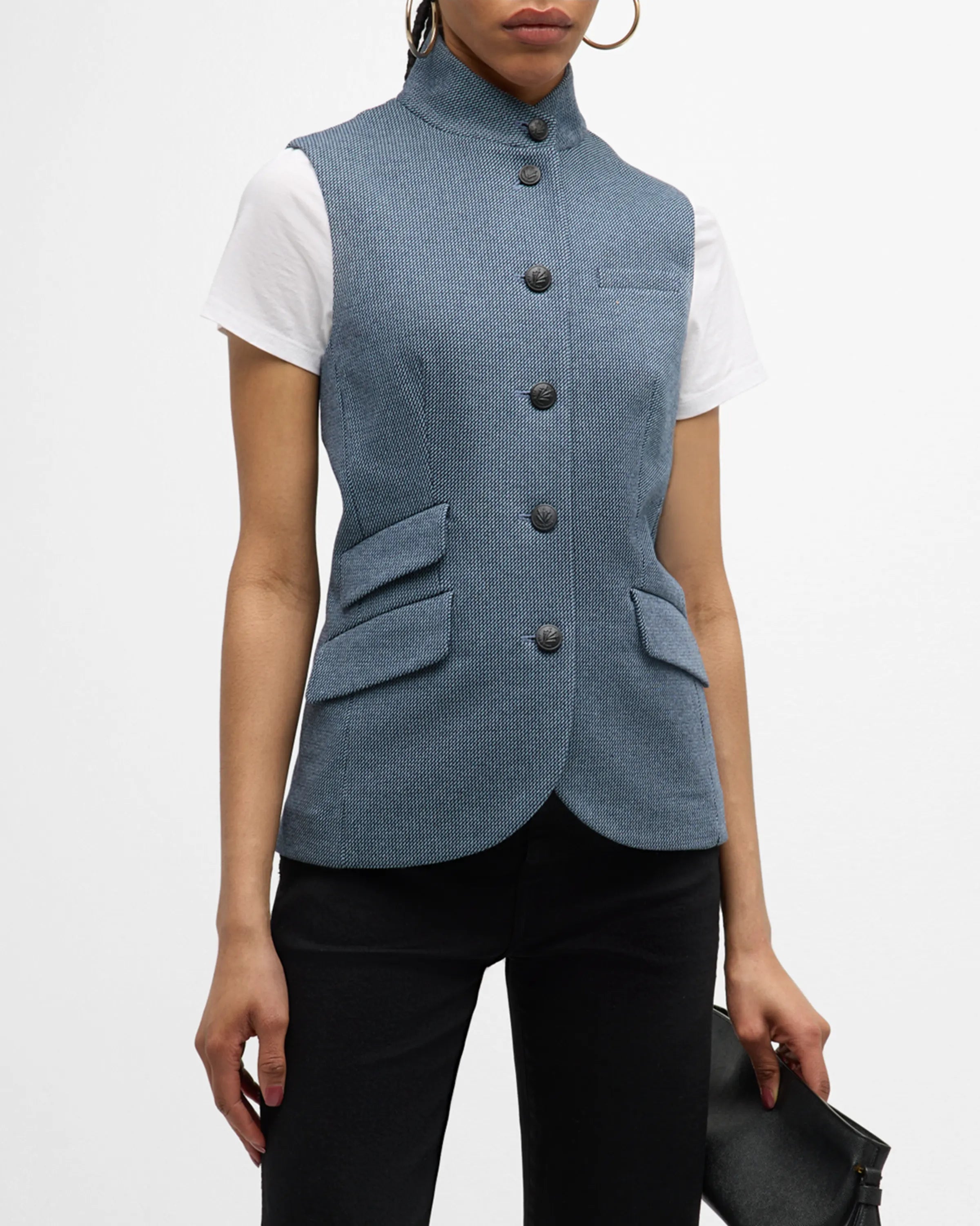 R&B Slade Italian Jacquard Vest in Blue Multi