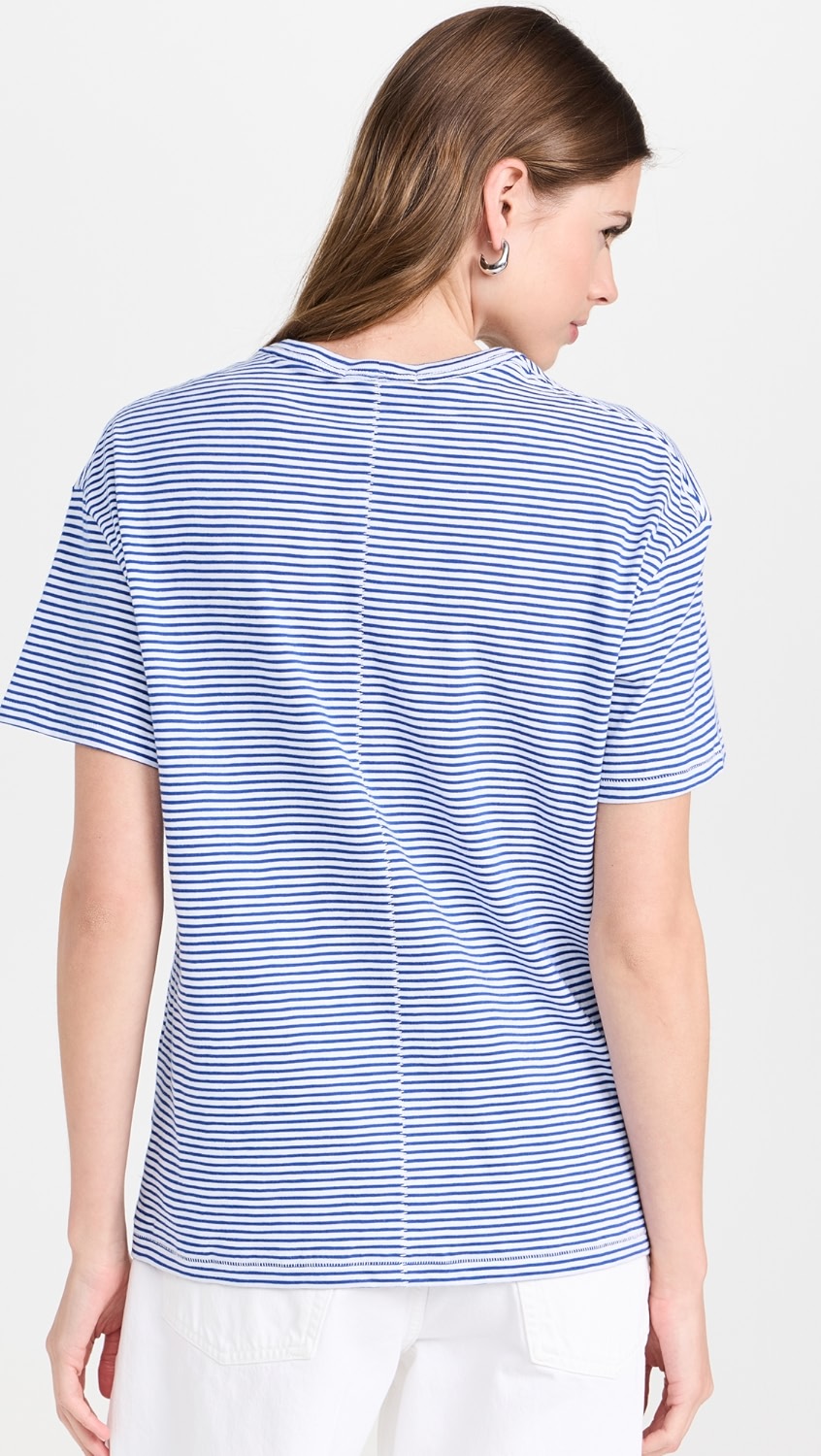 R&B Mini Slub Stripe Boyfriend Tee in Blue, White