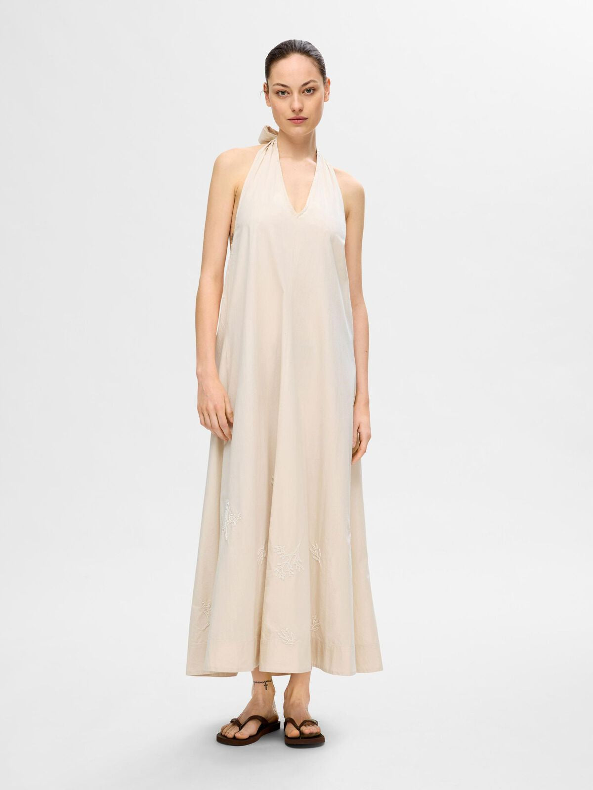 SLF Melli Halterneck Dress in Sandshell