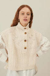 LM Song Knit Poncho in Cream