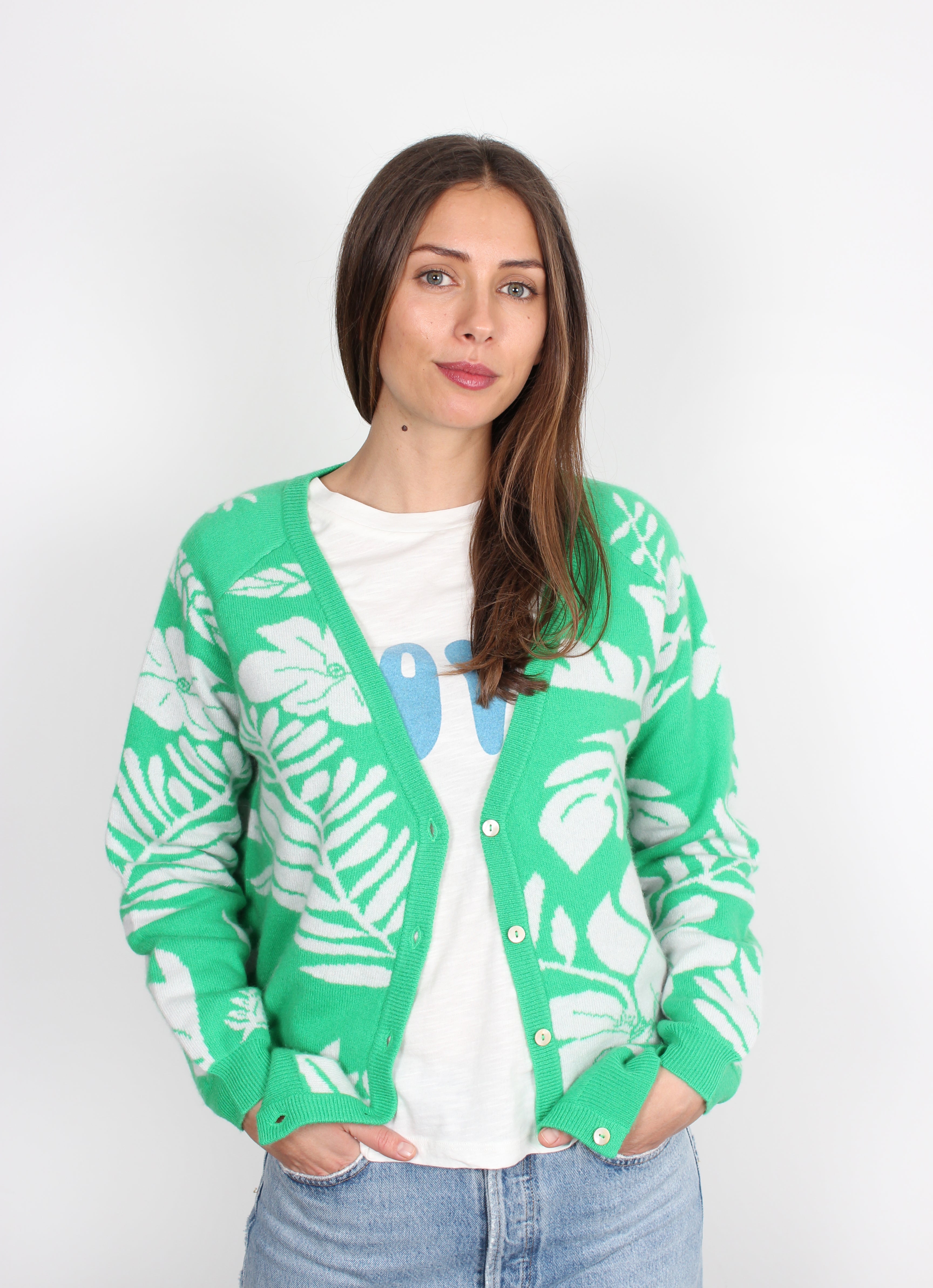 Jumper 1234 Hawaiian bright-green cashmere cardigan – shopatanna