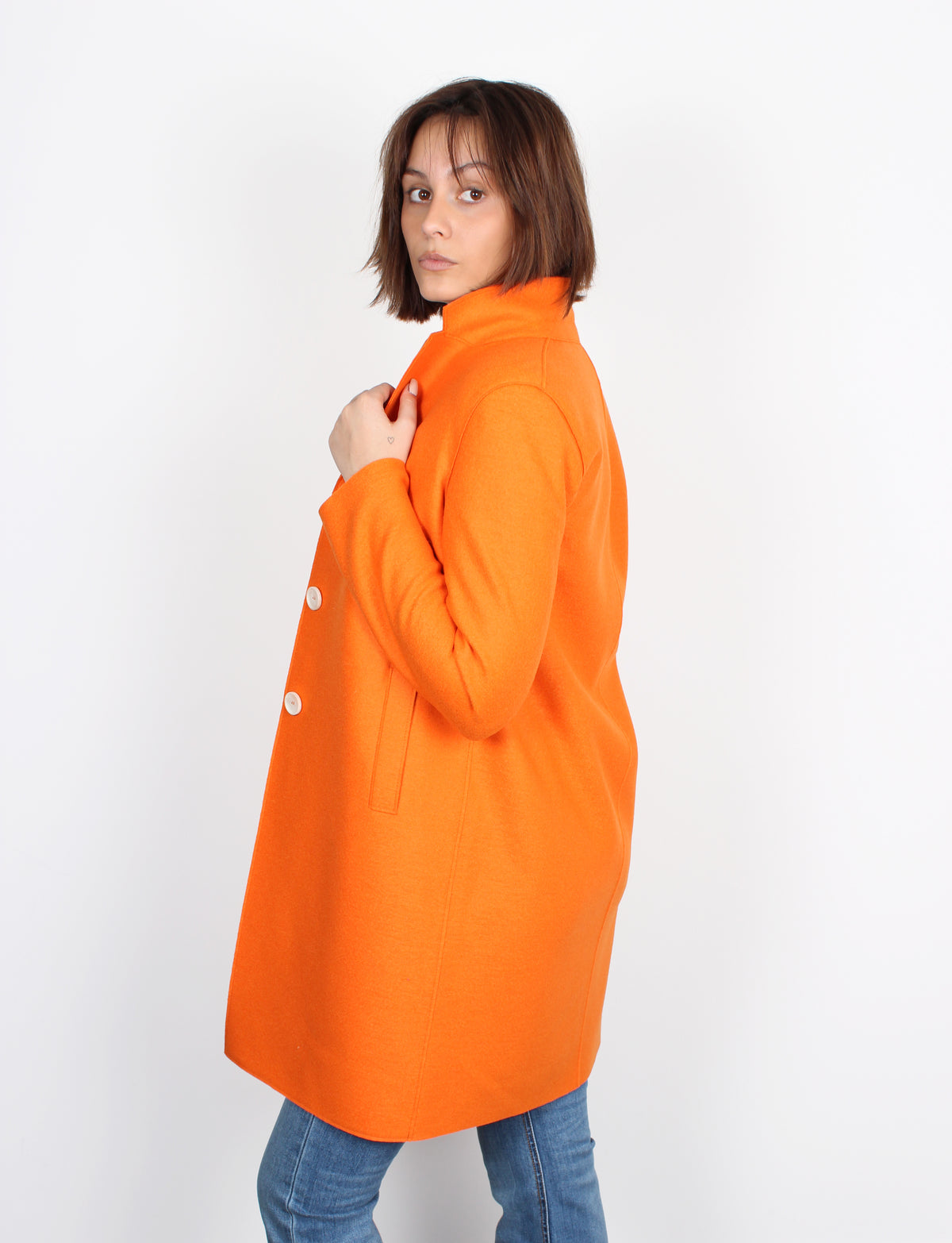 Harris Wharf London A1215 boxy clementine wool coat