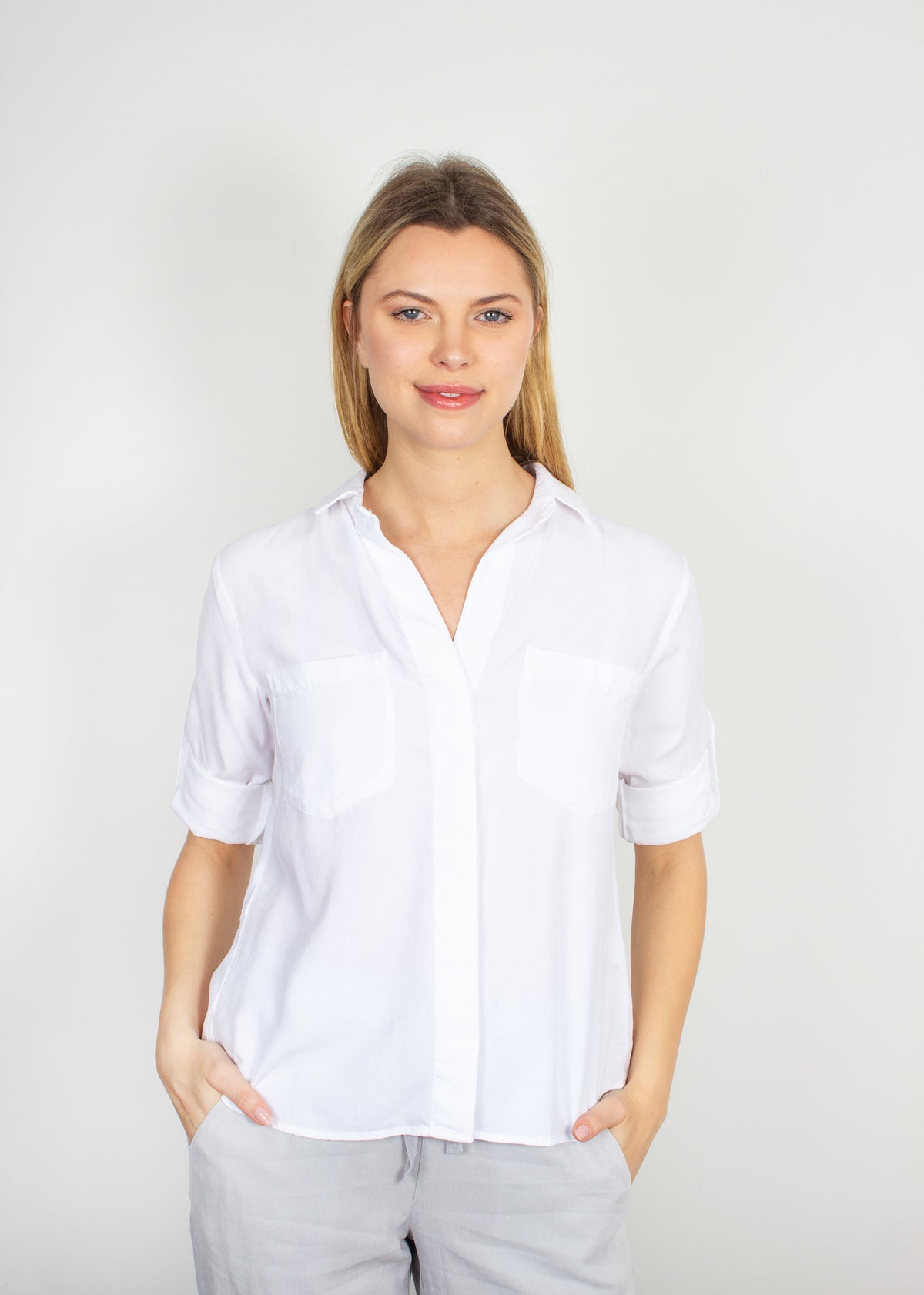 Bella Dahl split back button down shirt