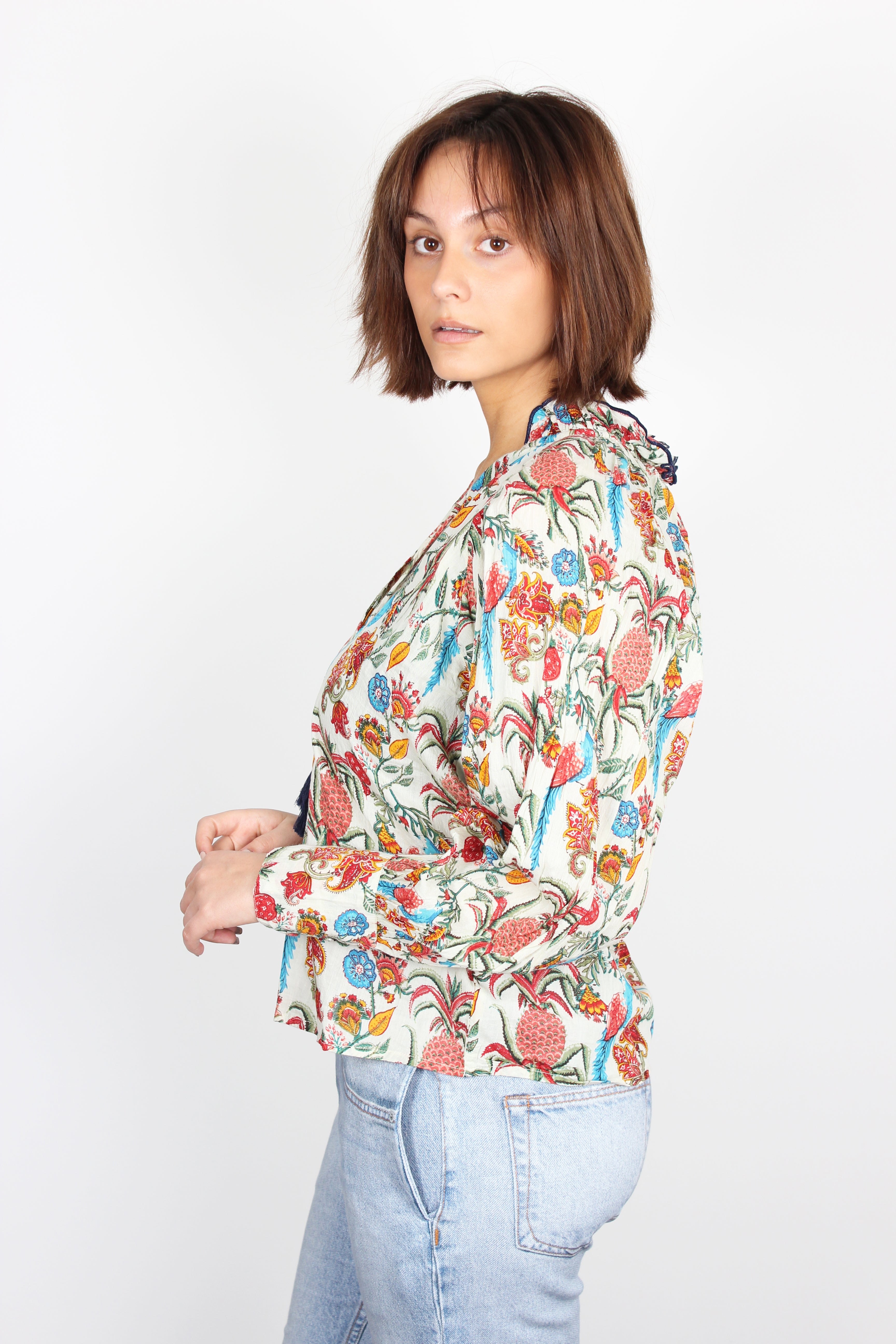 Leon & Harper Caris ananas printed cotton shirt