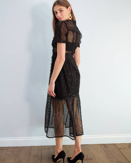 SP Starlet deco sequin tiered dress in black – shopatanna