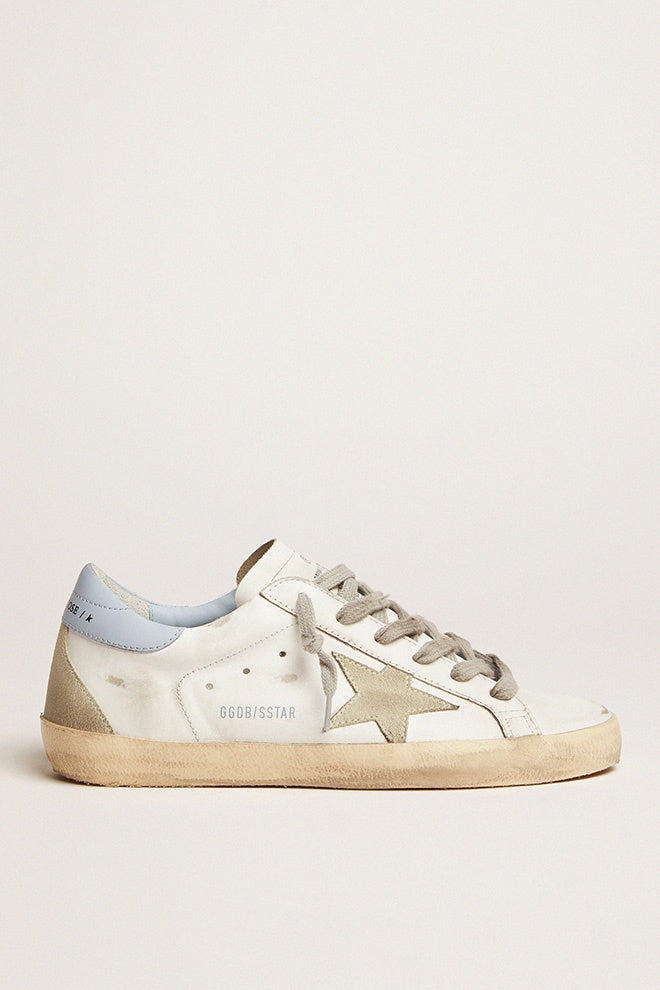 GG Superstar Leather Trainers in White and Powder Blue – shopatanna