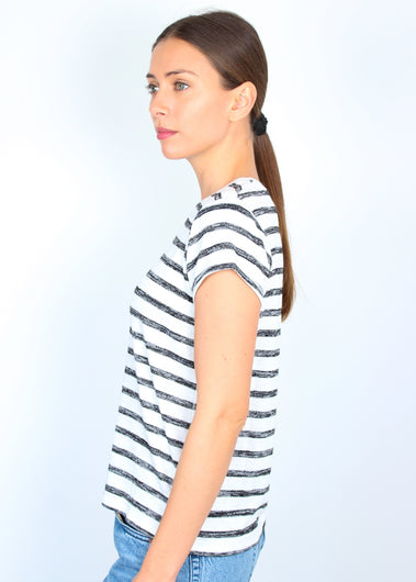 Rag & Bone The Knit Stripe Tee in Grey