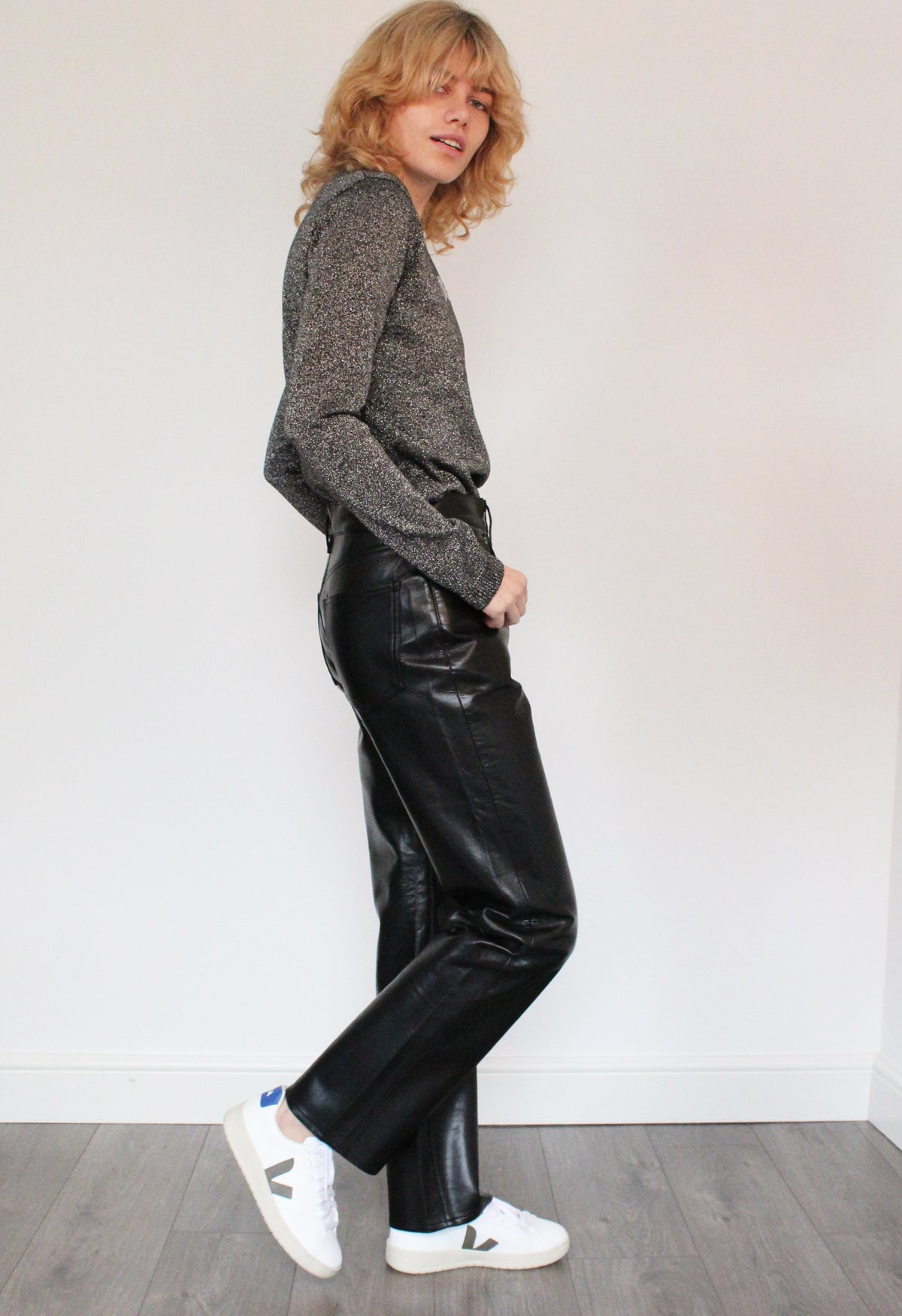 Chocolate Brown Faux Leather 90'S Low Rise Straight Leg Pants