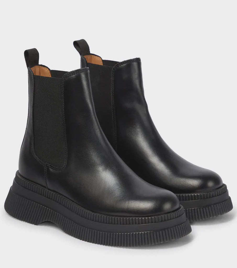 GANNI S1736 Leather Chelsea Boots in Black – shopatanna
