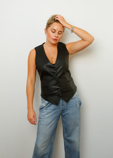 R&B Vanessa Leather Vest in Black