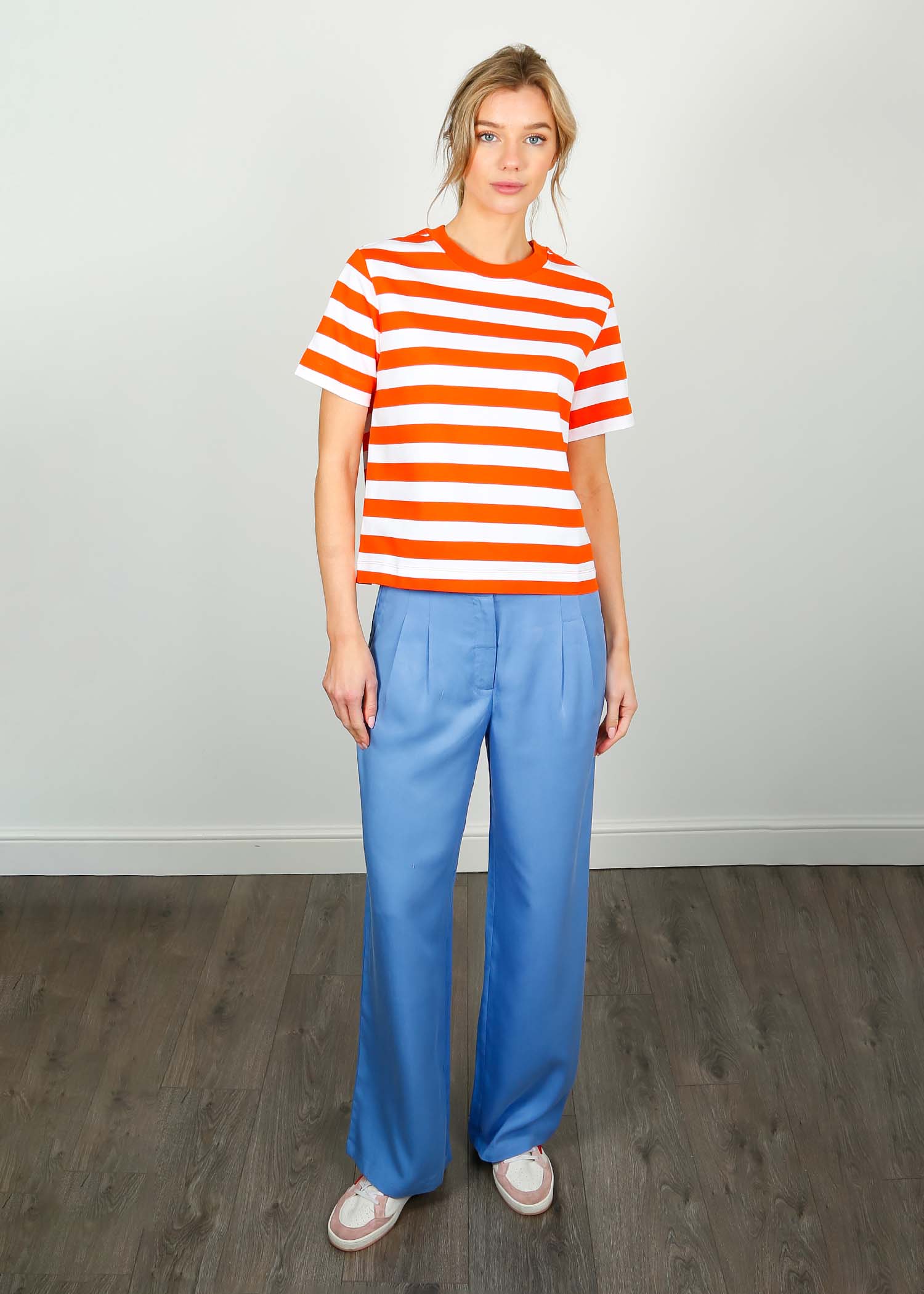 SLF Essential Striped SS Boxy Top in Orangeade