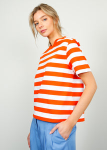 You added <b><u>SLF Essential Striped SS Boxy Top in Orangeade</u></b> to your cart.