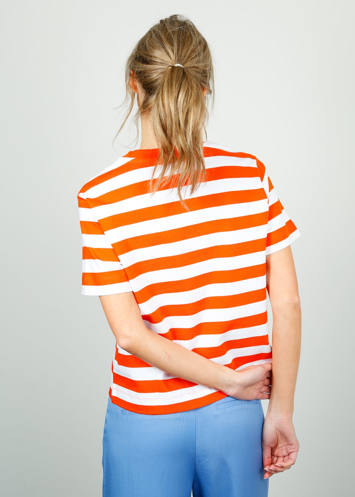 SLF Essential Striped SS Boxy Top in Orangeade