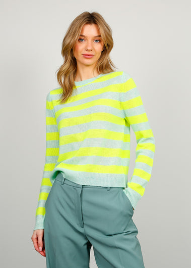 JU Stripe Crop Crew in Mint Green, Neon Yellow